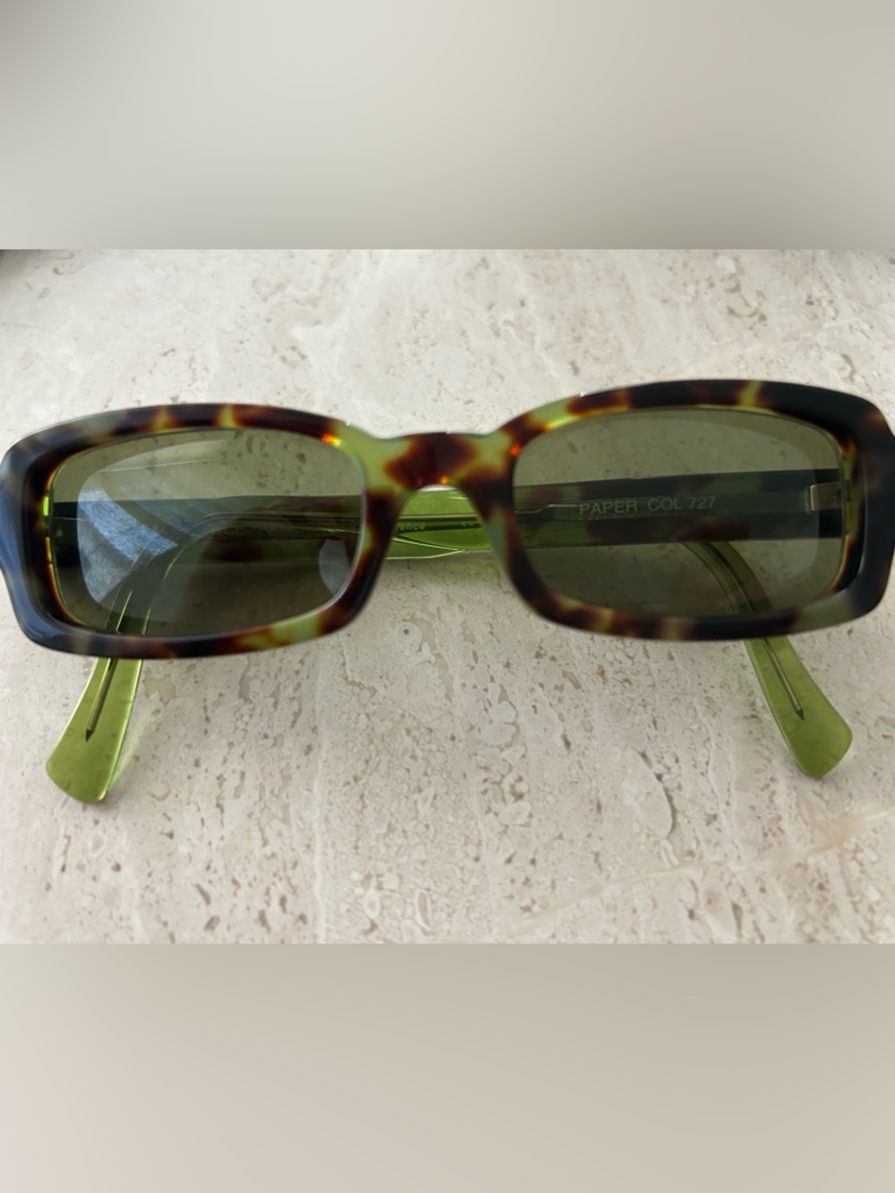 FACE Ā FACE Green Tortoise Rectangular Sunglasses made in Paris